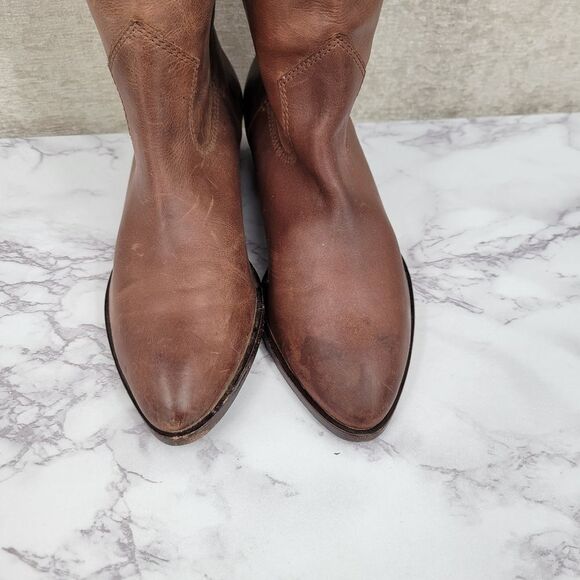 Frye Brown Leather Cowgirl Cowboy Western Boho Women's Riding Boots - Picture 3 of 15